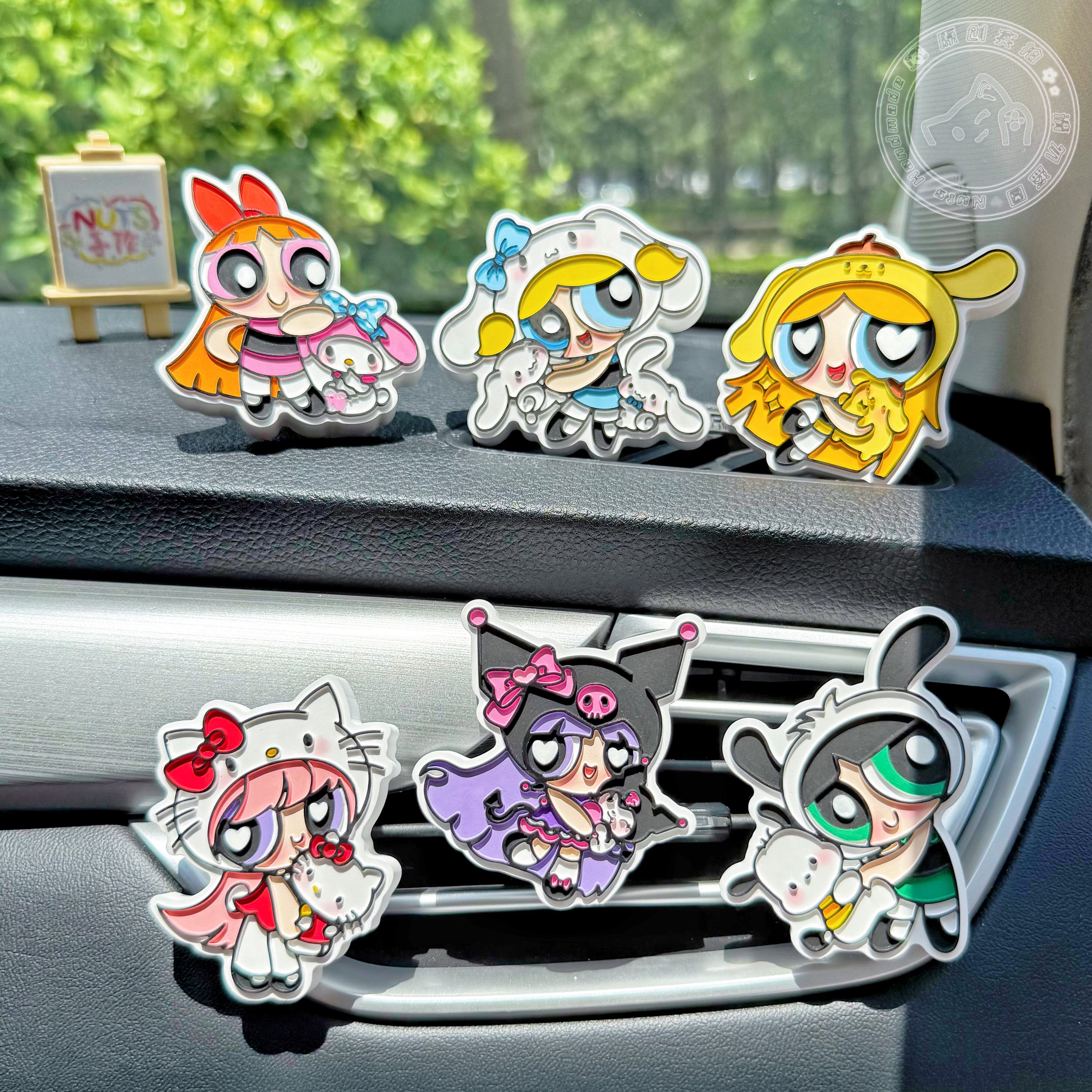 飞天小女警三丽鸥车载出风口扩香石香薰精油创意纯手工可爱礼物