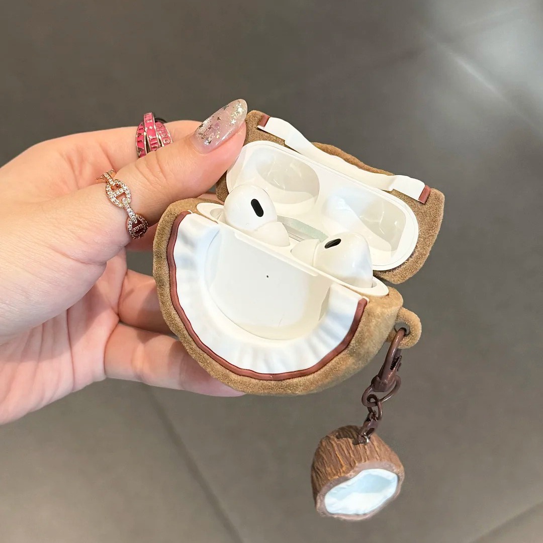 趣味毛茸茸椰子壳耳机壳