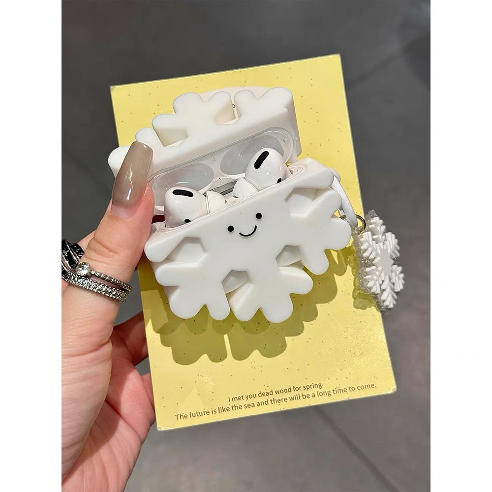 卡通简约雪花适用OPPOencoair4pro保护OPPO enco Free3壳air2pro耳机套R3硅胶Oppo enco free2防摔软盒