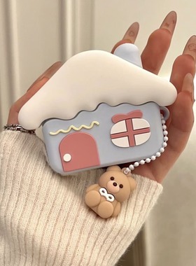 简约卡通奶蓝小屋适用tws3pro耳机壳vivo tws4 Hi-Fi保护套vivotws4小众可爱tws2E硅胶防摔tws1软盒X1男女款