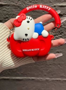 趴趴蝴蝶结Kitty猫适用Sanag塞那S7SAiMax耳机壳塞那s7sUltra保护套S6SPro红色卡通s6s硅胶s7sai防摔软盒女款