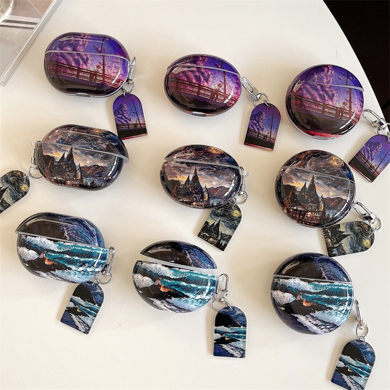 油画风星空适用华为耳机套