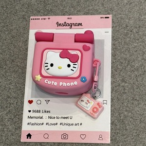 趣味可爱Kitty翻盖手机适用Xiaomibuds4小米Buds5耳机壳Redmi红米buds6青春版保护套buds5Pro补妆镜活力版软