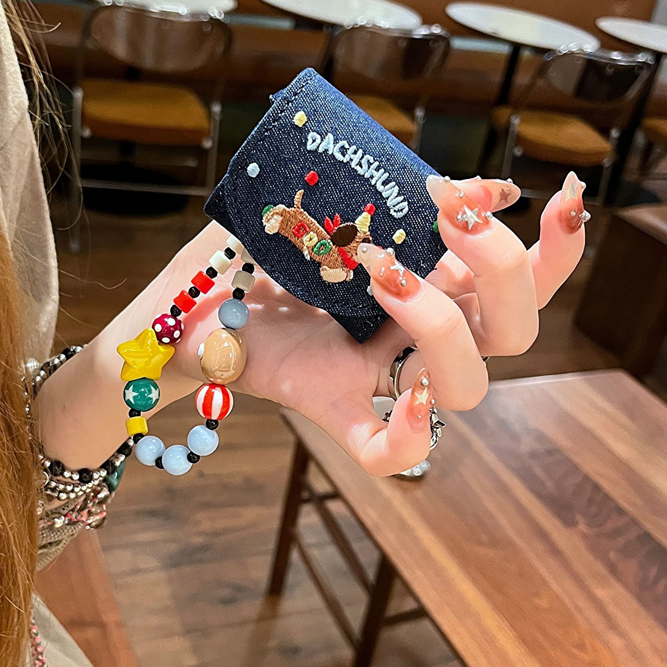 牛仔布刺绣腊肠狗适用OPPOEncoFree4耳机壳OPPOEncoAir4Pro保护套Air2可爱Clip一体式X3软盒R4防摔free2/3萌