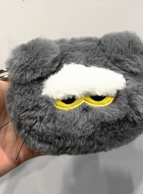 权志龙ZOA 挂件 GD 卡通可爱灰猫 钱包毛绒零钱包 毛绒包自制