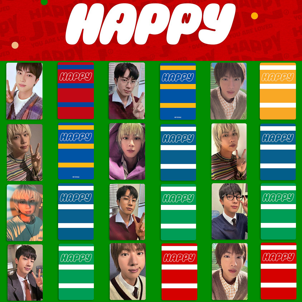 JIN HAPPY小卡 绿版 红版专辑小卡 日咖预售小卡 早鸟卡 金硕珍