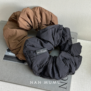 蓬松布艺抛抛大肠发圈百搭法式 复古纯色高级感大肠圈头绳发饰新款