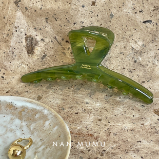 韩国france夏季 绿色中号高级感醋酸后脑勺盘发半抓发夹发抓鲨鱼夹