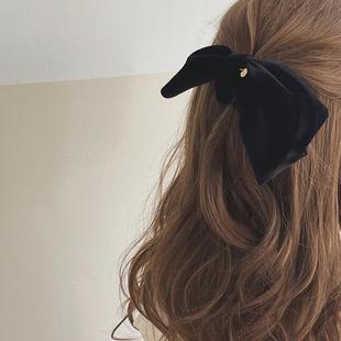 NanMuMu 韩国handmade不对称金标丝绒大蝴蝶结黑色大肠发圈发绳