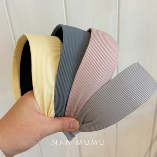 NANMUMU秋冬纯色条纹宽边发箍 韩国进口高级感发饰高颅顶压发头箍