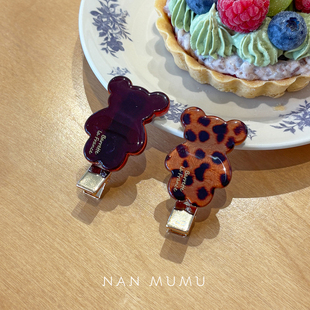 NANMUMU饼干熊可爱卡通刘海夹 韩国进口前额侧边鸭嘴夹公主头发饰