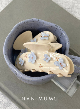 欧美新款Emijay小众立体蝴蝶花朵镶钻醋酸中号抓夹发夹发抓鲨鱼夹