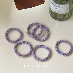 韩国时尚 香芋紫毛绒高弹力扎头耐用皮筋百搭日常通勤简约发绳发饰