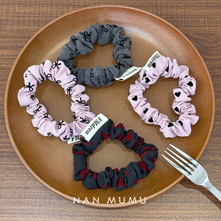 韩国蝴蝶结爱心小号大肠发圈黑色头绳高弹力耐用气质高马尾皮筋