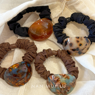 NANMUMU椭圆醋酸百褶发圈 韩国进口高弹力不勒头皮筋马尾盘发头绳