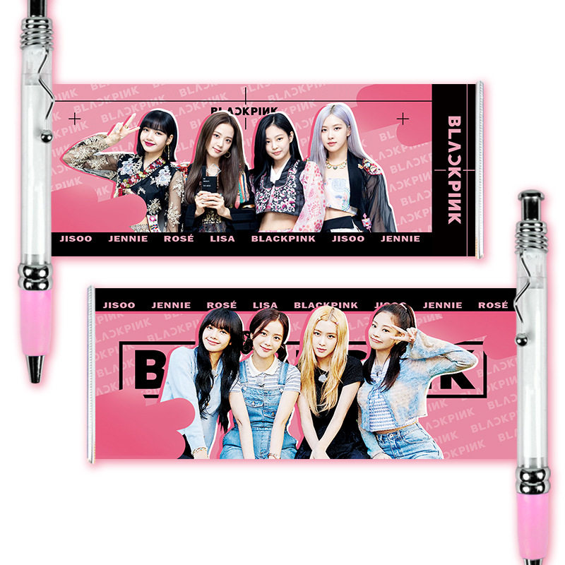 blackpink周边拉拉笔粉墨应援笔lisa rose jennie 个人黑色中性笔