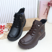 舒适女休闲鞋 冬季 加厚保暖女棉靴高帮女短靴平跟加绒大棉鞋 25年新