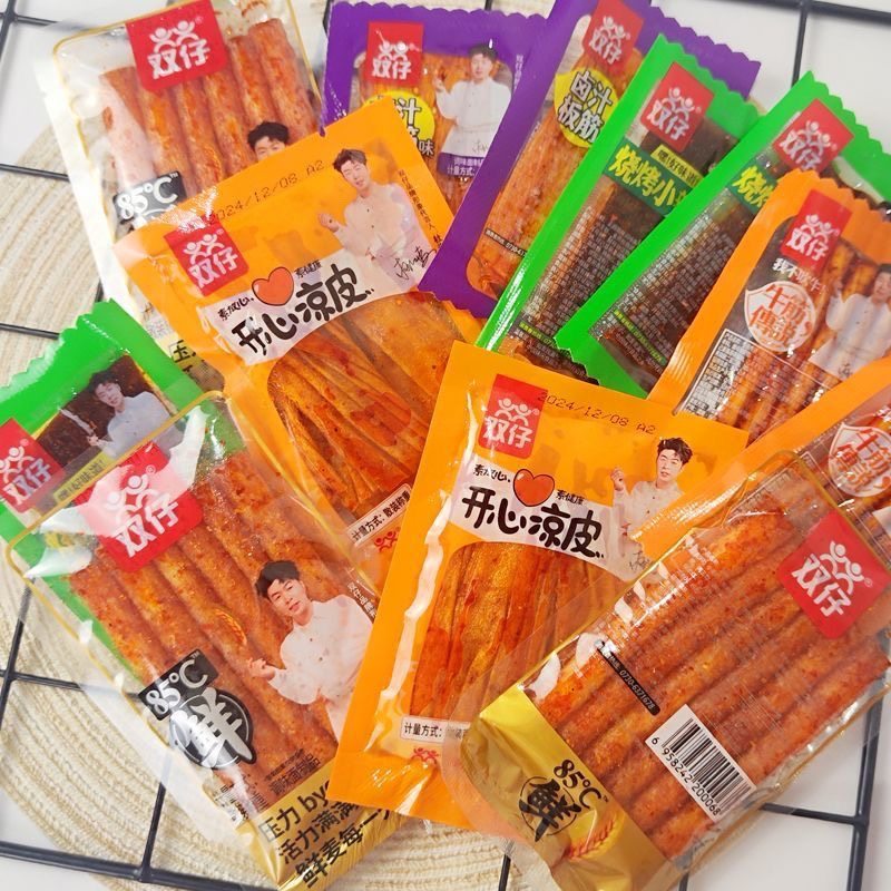 双仔辣条素牛筋传说烧烤小辣卤汁板筋开心凉皮85度鲜湖南小吃零食