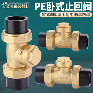 PE止回阀铜卧式双活接单向阀自来水水管热熔逆止阀4分6分DN20/25