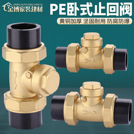 PE止回阀铜卧式双活接单向阀自来水水管热熔逆止阀4分6分DN20/25