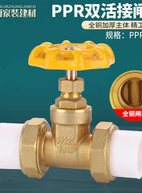 全铜20PPR管阀门自来水管开关4分闸阀25ppr双头双活接热熔截止阀