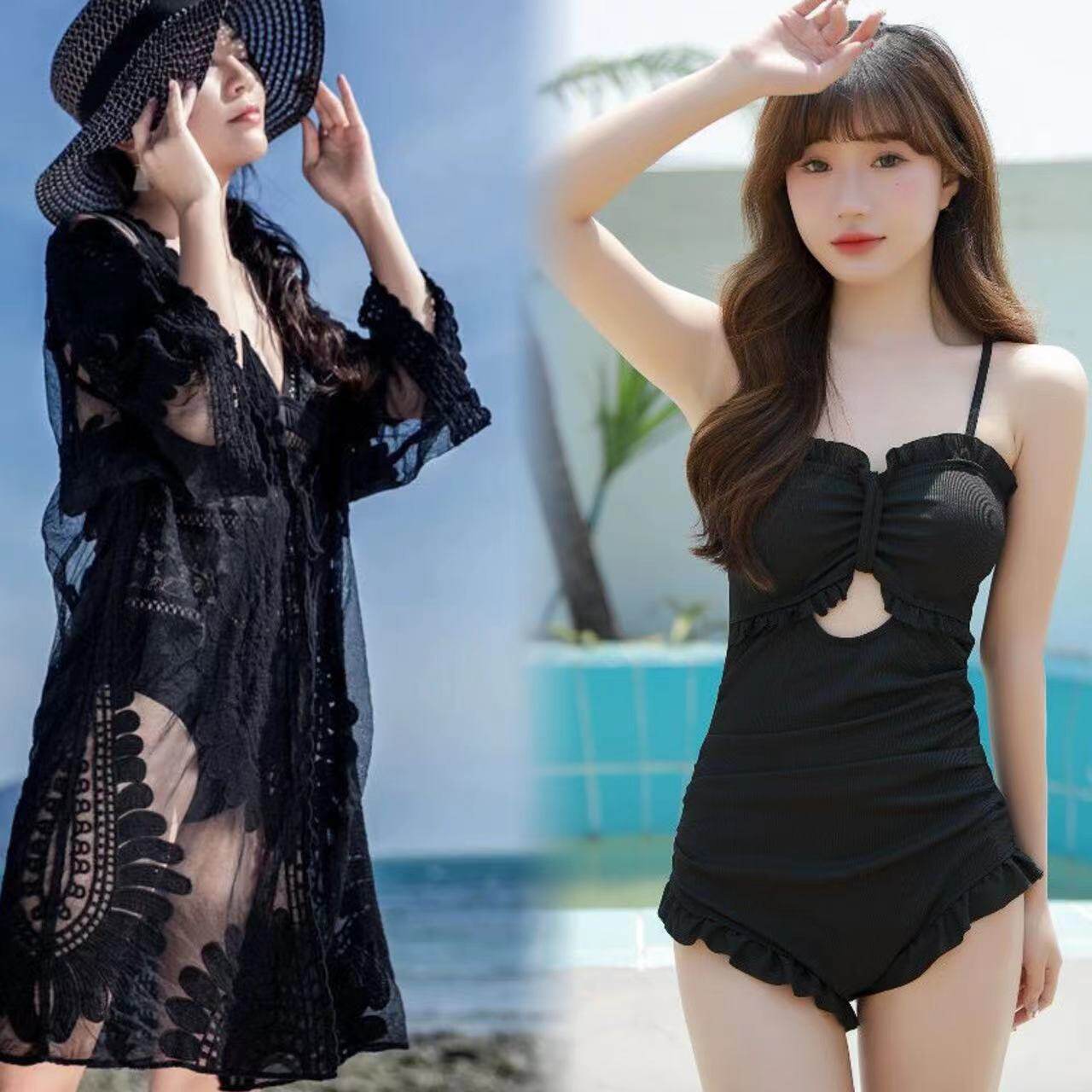 大码平角泳衣女胖mm160斤性感连体大胸保守遮肚显瘦温泉ins纯欲风