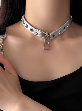 甜酷风银色拉链头亚文化choker项链锁骨链小众短款y2k朋克颈链潮