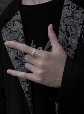 貔貅戒指男单身戒学生简约个性冷淡风男生开口指环招财可调节