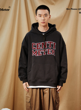 CENTIMETER日系City boy 复古贴布绣连帽卫衣宽松加绒卫衣