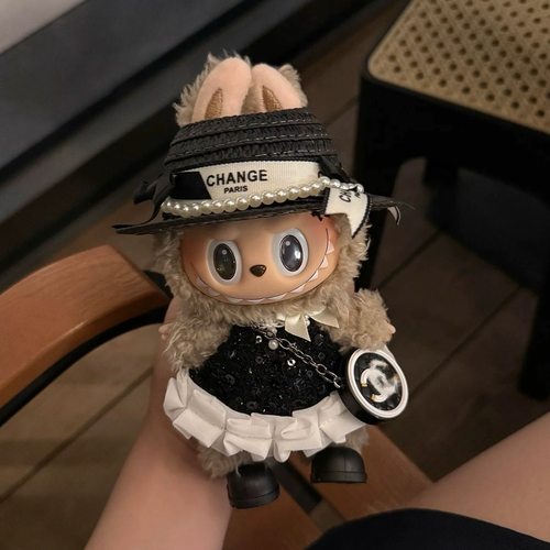 适用一二三代labubu娃衣小香风连衣裙套装拉布布衣服玩偶套装娃衣