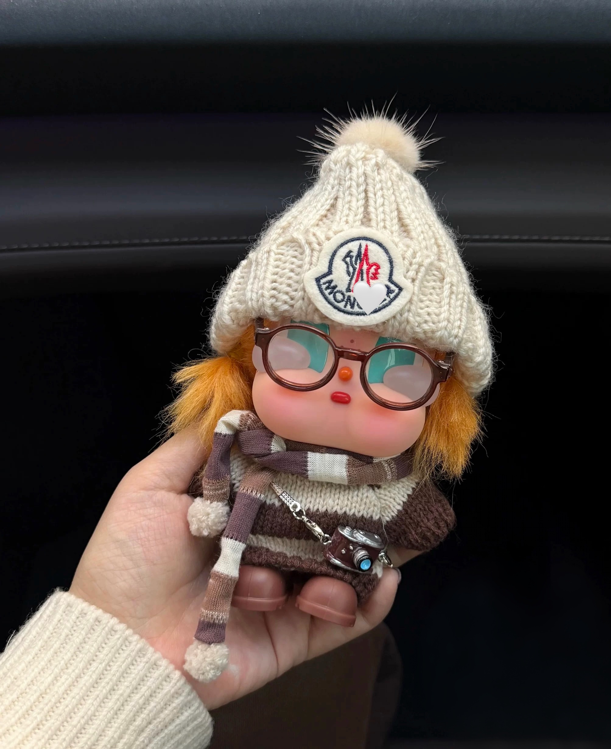 哭娃crybaby娃衣搪胶公仔衣服美拉德栗子可可棕色毛线帽娃衣套装