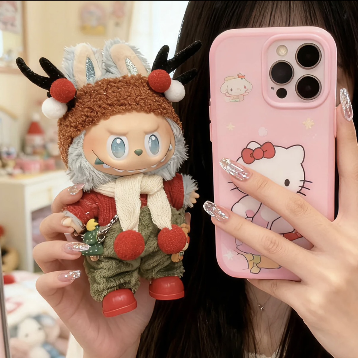 圣诞节labubu娃衣套装一二三代拉布布衣服替换装仅娃衣圣诞LOVE