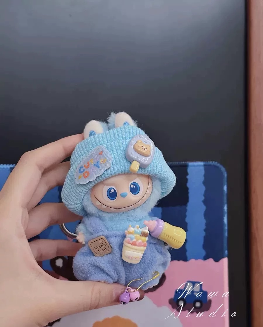 适用于4.0拉布布四代迷你版娃衣10cm套装毛绒衣服可爱labubu套装