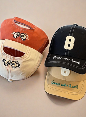 儿童帽子春秋季男女童字母刺绣鸭舌帽休闲百搭宝宝棒球帽遮阳帽子