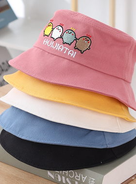 儿童渔夫帽2025新款刺绣男女童防晒遮阳帽韩版小孩时尚百搭盆帽潮