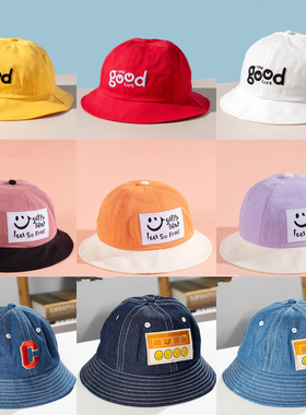 春秋季宝宝薄款渔夫帽新款儿童牛仔布盆帽男女童小孩防晒遮阳帽潮