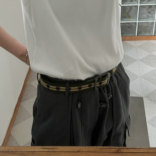 日系复古条纹帆布皮带 韩版情侣美式百搭腰带