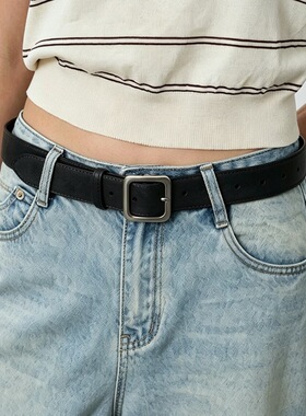 复古麂皮绒针扣简约高级感腰带