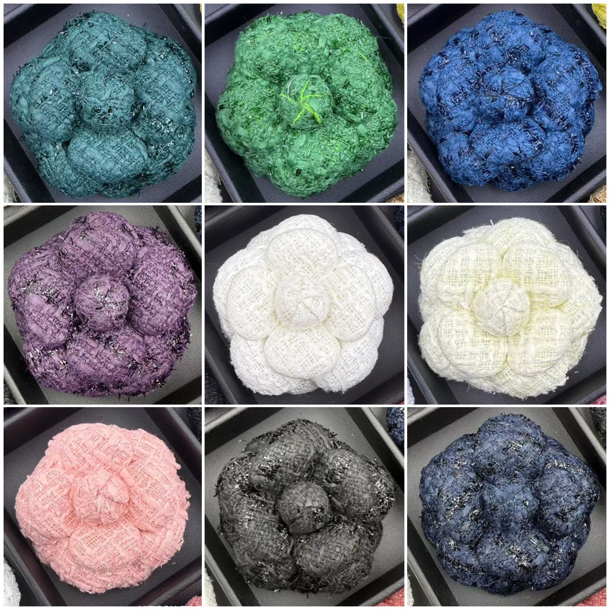 高端山茶花胸针小香风布艺粗花呢胸花别针复古时尚西装大衣配饰品