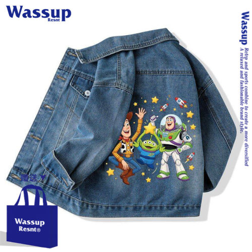 WASSUP玩具总动员儿童牛仔外套男女童牛仔衣春秋装翻领夹克上衣服