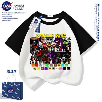 NASA联名儿童短袖Sprunki夏季节奏盒子中小童游戏周边t恤半袖衣服