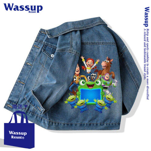 WASSUP春秋玩具总动员胡迪巴斯光年男女开衫牛仔外套翻领上衣服