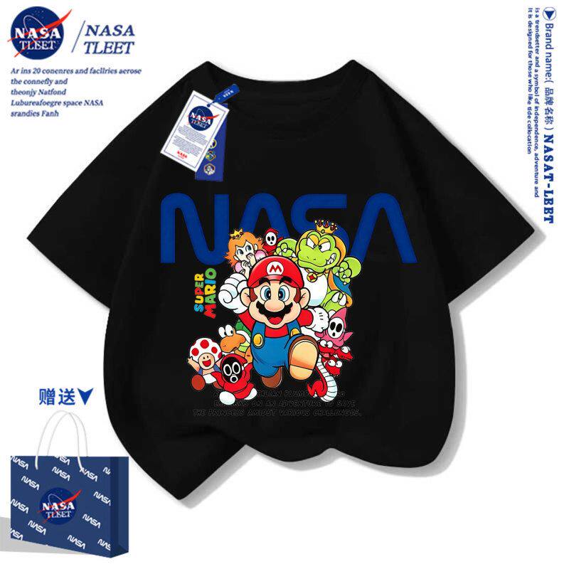 NASA联名马里奥儿童t恤夏季大童夏装短袖男女童新卡通男孩衣服潮