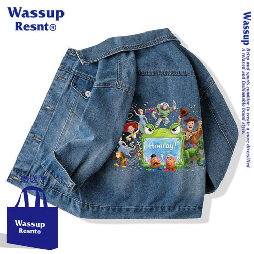 WASSUP玩具总动员巴斯光年男女中大童开衫牛仔外套上衣服潮童衣服