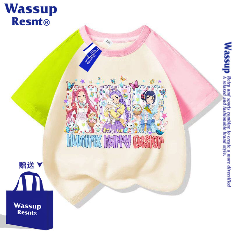 WASSUPkpopdemonhuntes猎魔女团男女短袖T恤夏季小中大童体恤衫