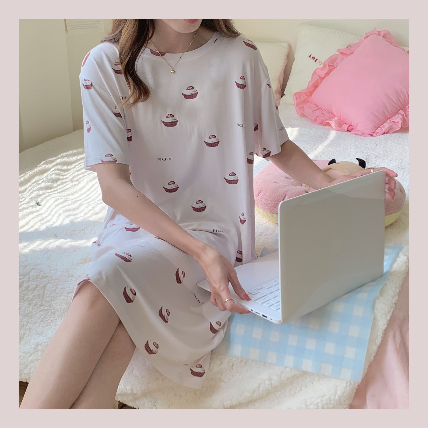 日系女莫代尔棉柔软舒适睡衣睡裙