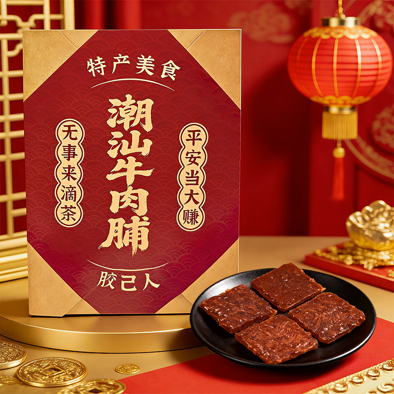 潮汕特色伴手礼牛肉脯炭烤牛肉干办公室休闲解馋零食年货送礼小吃