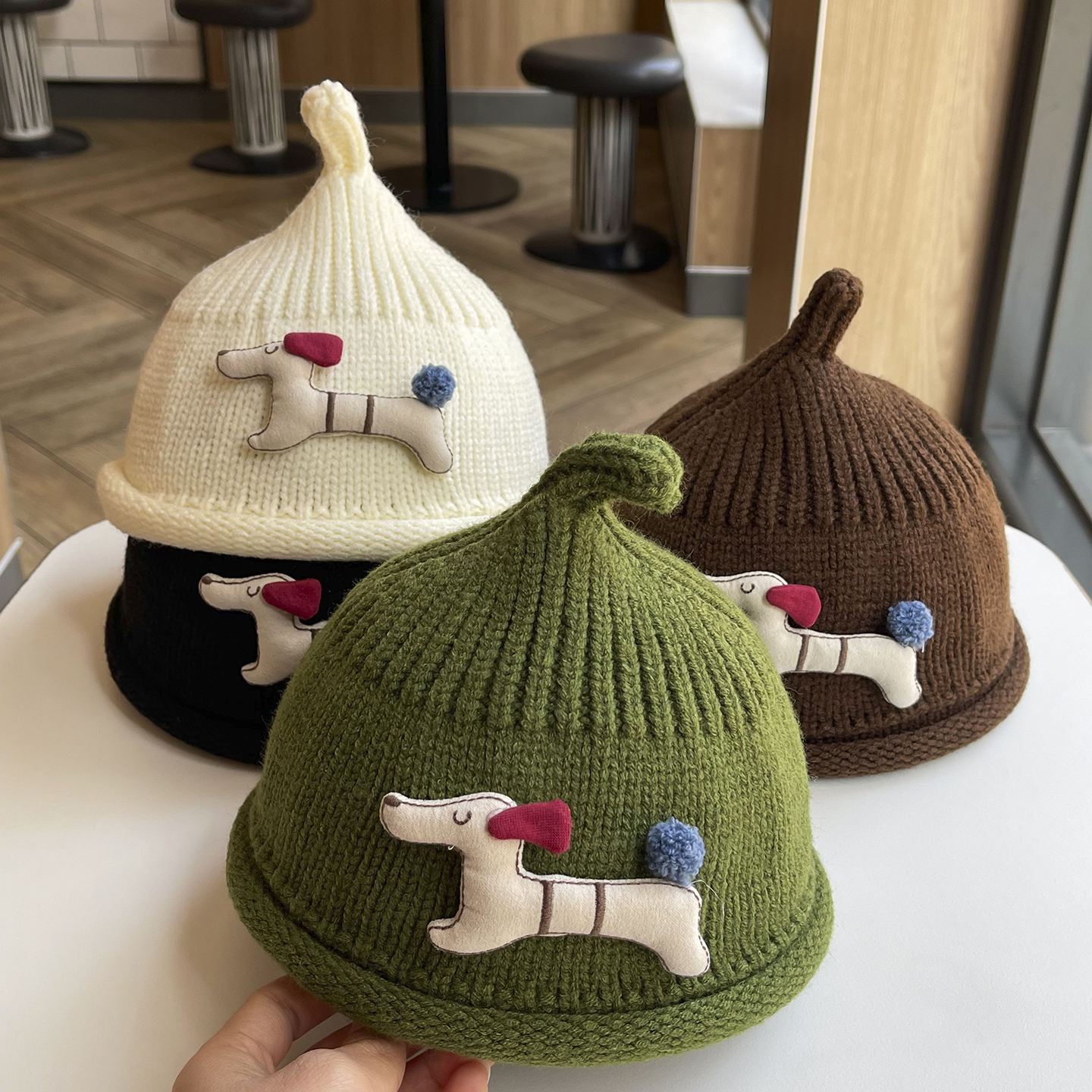 宝宝帽子秋冬保暖防寒针织奶嘴帽