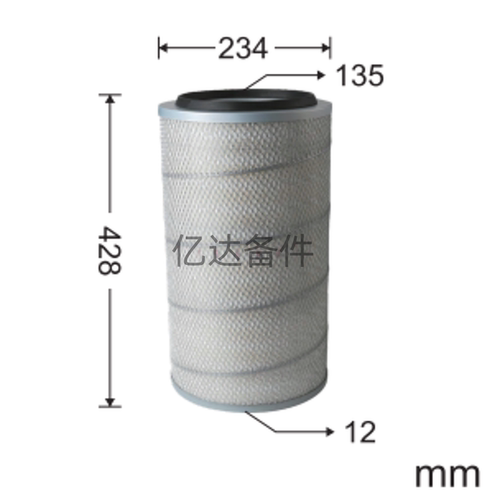 适用于玉柴YC230LC-8/YC210LC-8/YC240LC-8挖掘机发动机空气滤芯