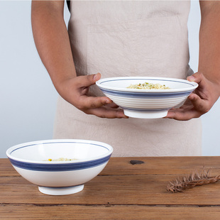 陶瓷中式湘菜小炒肉碗复古高脚面碗菜馆餐具老式凉皮商用油泼面用